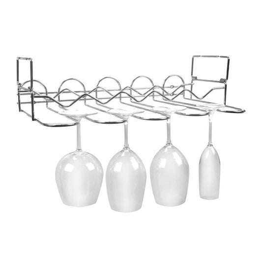 Metal Wall Mounted 5 Bottle & 12 Glass Storage Kitchen Accessory Wine Bar Rack