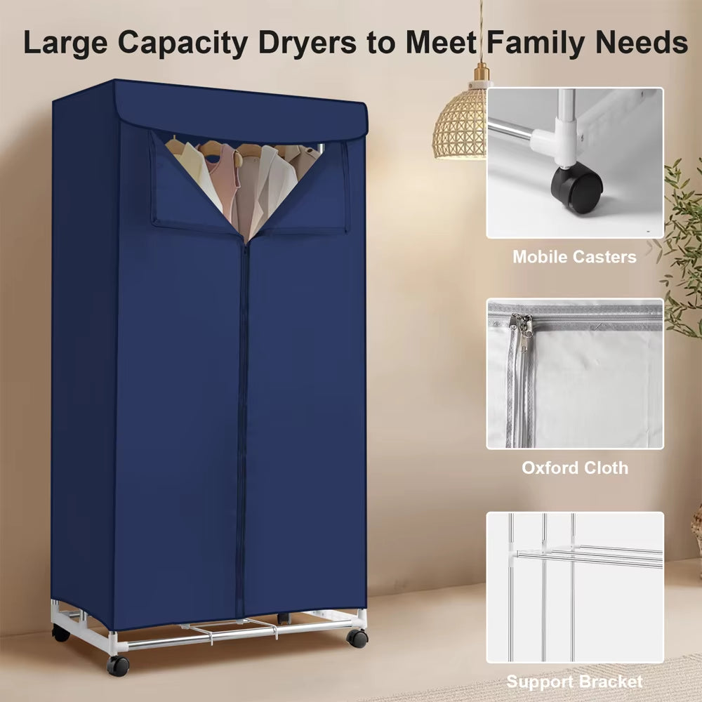 Portable Electric Clothes Dryer 220V-1000W Clothing Dryer 180Mins Timing Laundry Drying Large Capacity Dryer Rack for Home