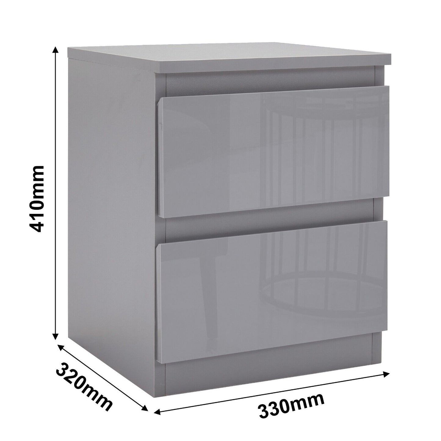 High Gloss Chest of Drawers Bedside Cabinet Tall Wide Storage Bedroom Furniture