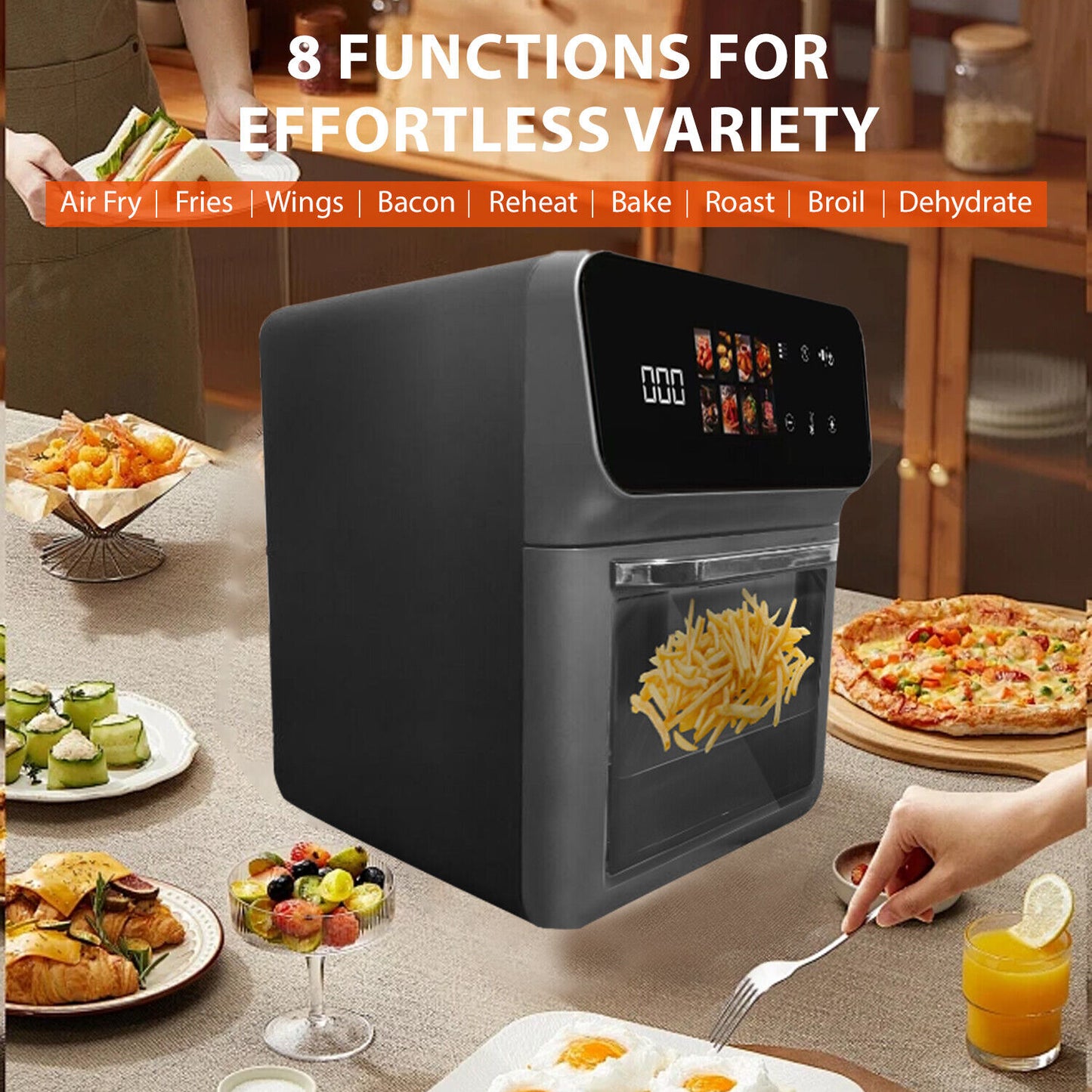 16L Capacity Air Fryer 3 Tier Oven Healthy Frying Cooker Low Fat Oil Free 1350W