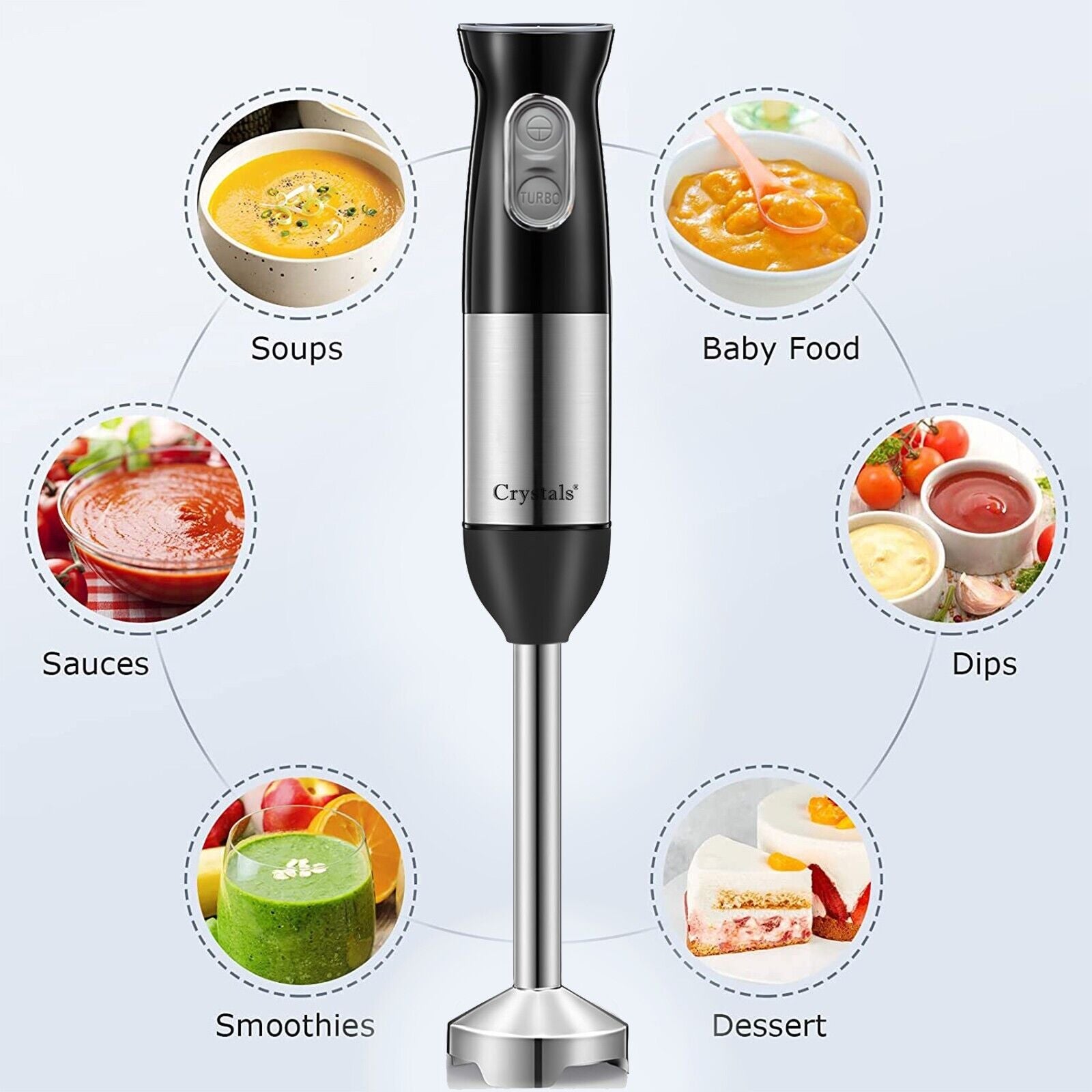 1000W Hand Blender Mixer 4In1 Processor Mixer Bowl Egg Whisk & Beaker Chopper