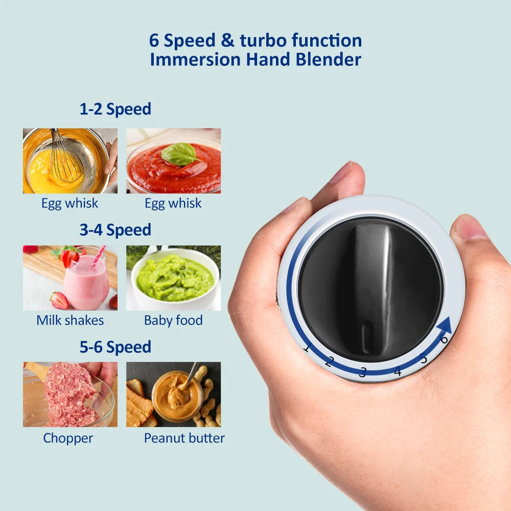 1200W 5-In-1 Immersion Hand Stick Blender Mixer Vegetable Meat Grinder 800Ml Chopper Whisk 600Ml Smoothie Cup