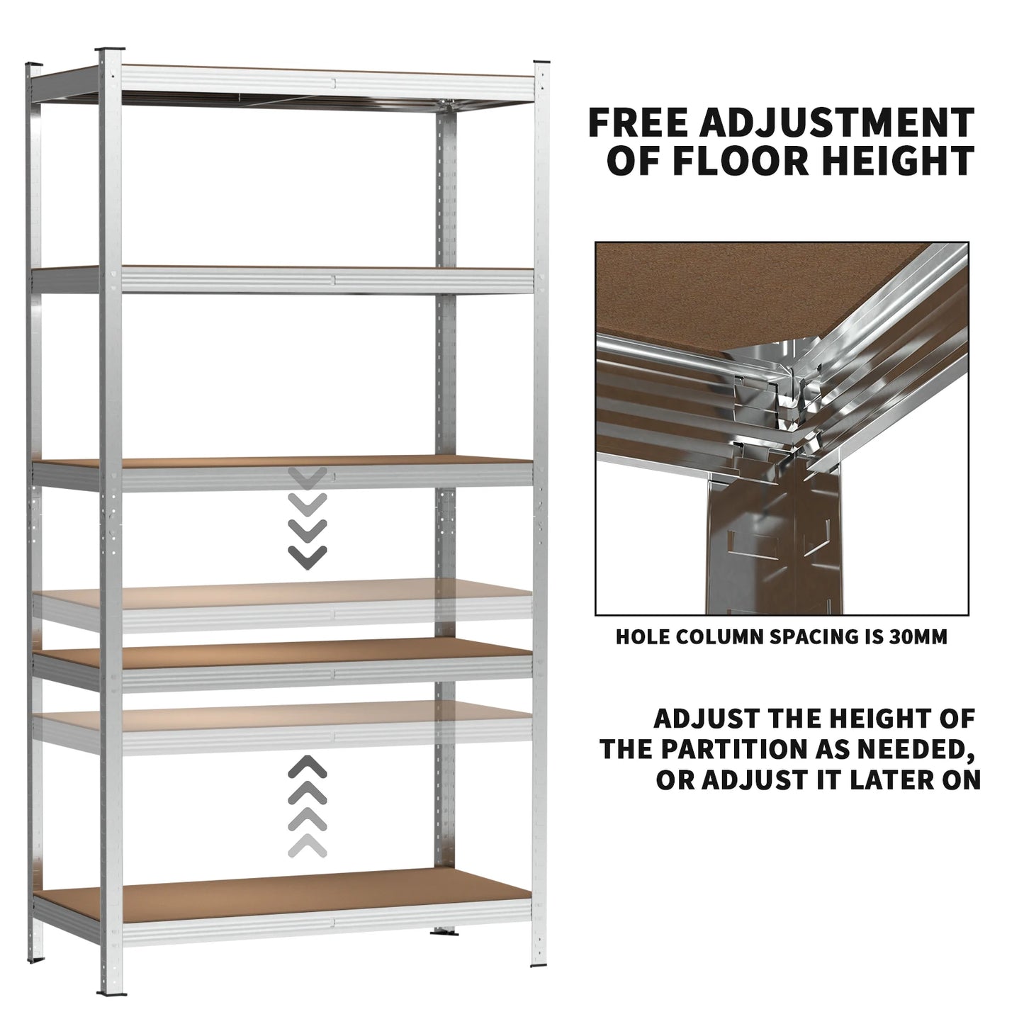 Shelving Unit for Garage Shed Storage, 5 Tier Shelf Unit, Boltless Racking Adjustable Shelf Rack Unit Free Standing Work