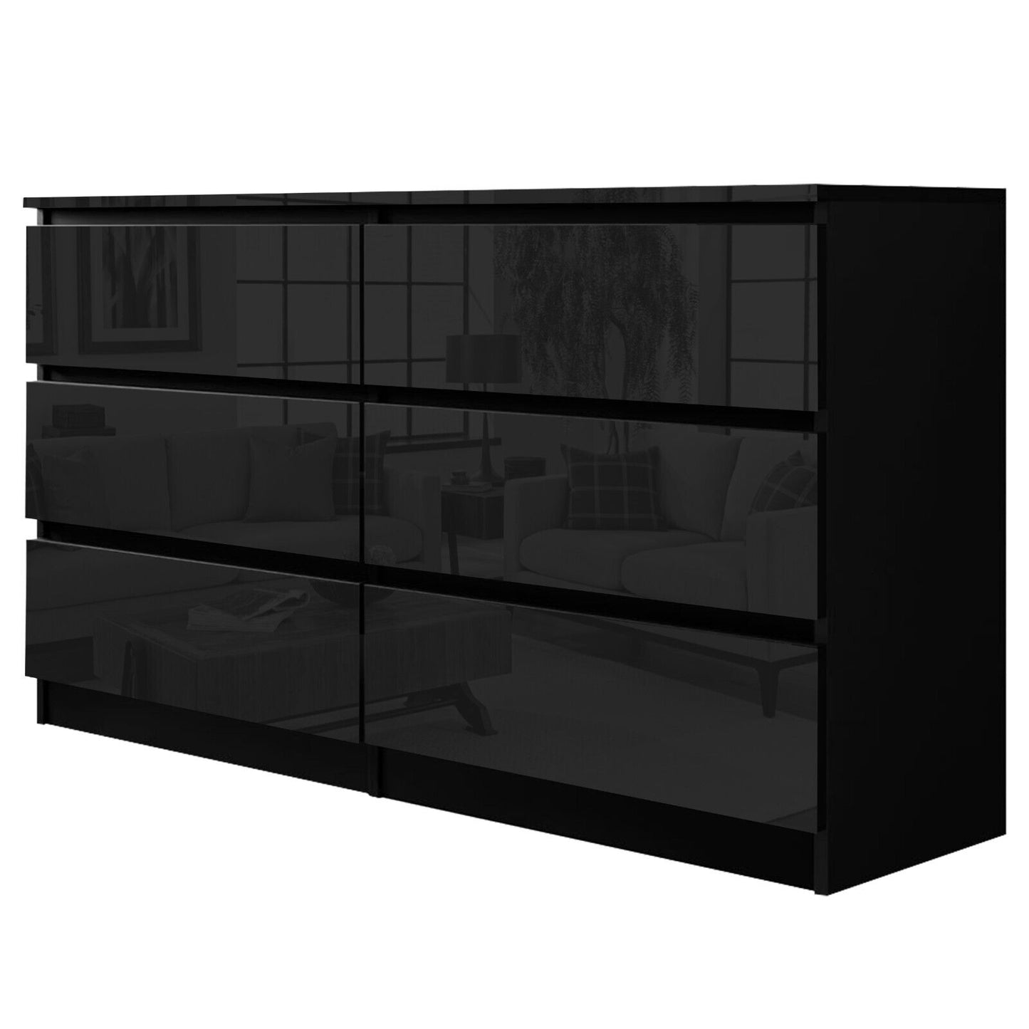 High Gloss Chest of Drawers Bedside Cabinet Tall Wide Storage Bedroom Furniture