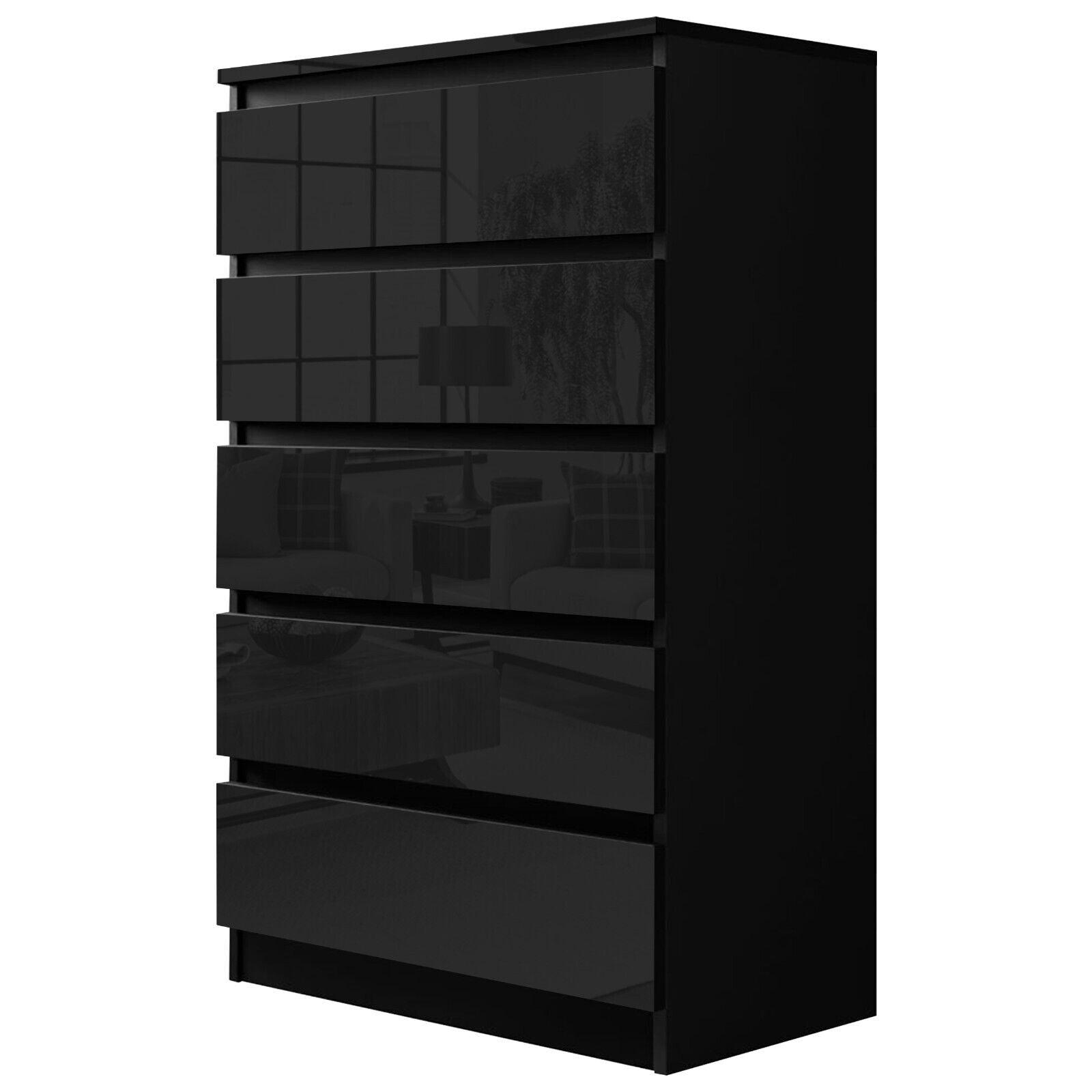 High Gloss Chest of Drawers Bedside Cabinet Tall Wide Storage Bedroom Furniture